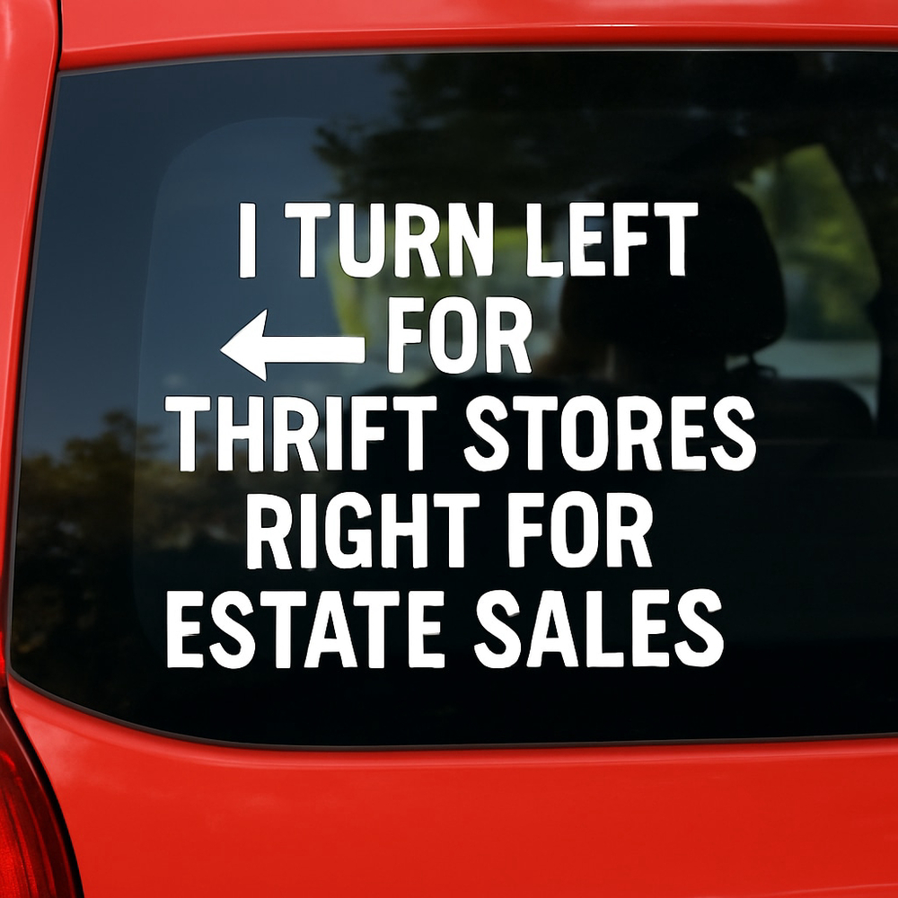 Handmade Unisex Car Decal - Thrift Stores - White